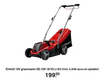 Aanbieding: Einhell 18V grasmaaier GE-CM 18/33 Li Kit