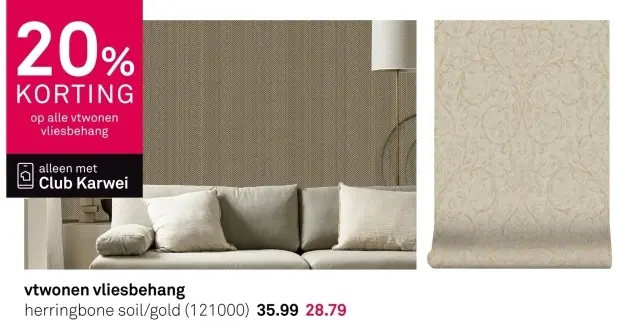 Aanbieding: Vliesbehang herringbone soil/gold