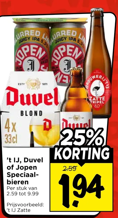 Aanbieding: 't IJ, Duvel of Jopen Speciaal-bieren