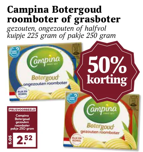 Aanbieding: Botergoud roomboter of grasboter