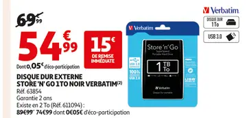 Aanbieding: Disque dur externe store 'n' go 1to noir
