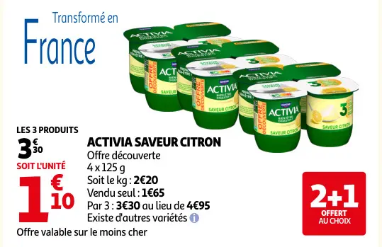 Offre: Activia saveur citron