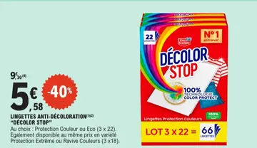 Offre: Lingettes anti-décoloration