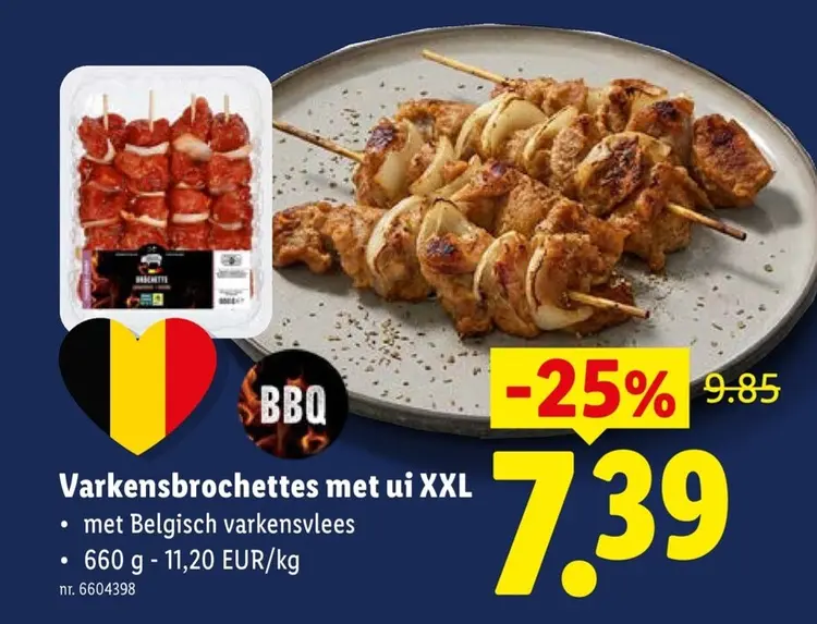 Promotie: Varkensbrochettes met ui XXL