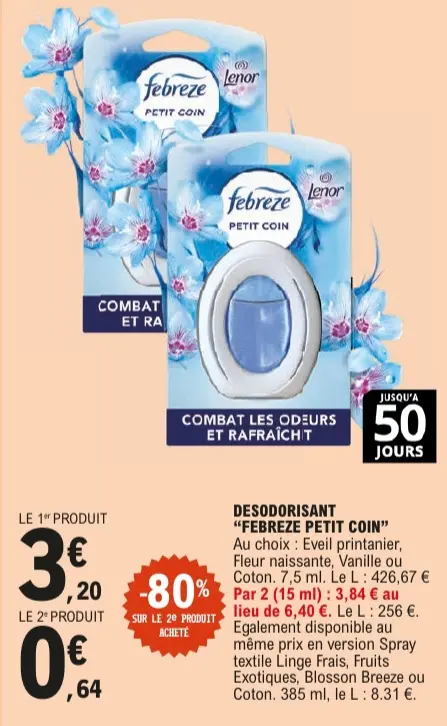 Offre: Desodorisant "Febreze petit coin"