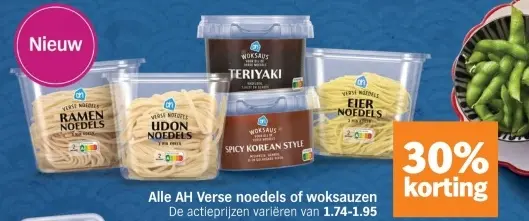 Aanbieding: AH Verse noedels of woksauzen