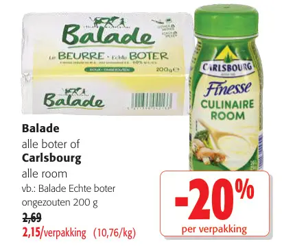 Promotie: Balade alle boter of Carlsbourg alle room