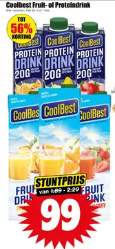 Aanbieding: Coolbest Fruit- of Proteindrink