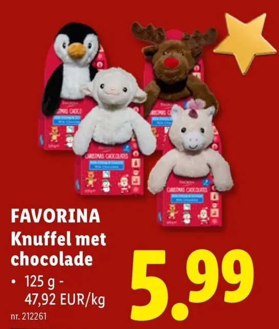 Promotie: Favorina Knuffel met chocolade
