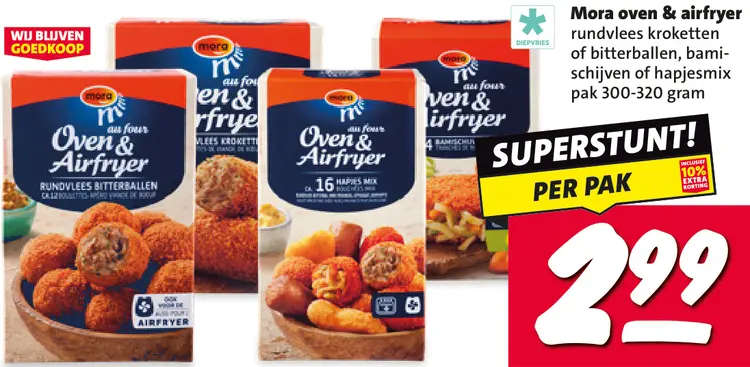Aanbieding: Oven & airfryer rundvlees kroketten of bitterballen, bamischijven of hapjesmix