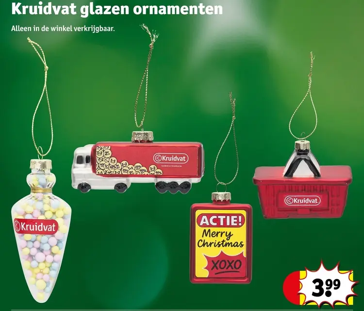 Aanbieding: Kruidvat glazen ornamenten