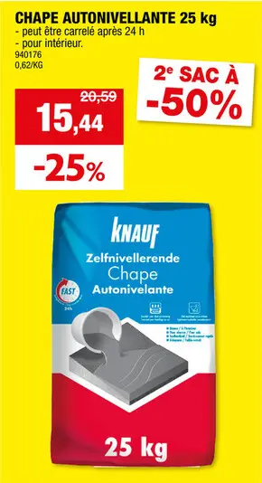 Offre: Knauf chape autonivelante 25kg
