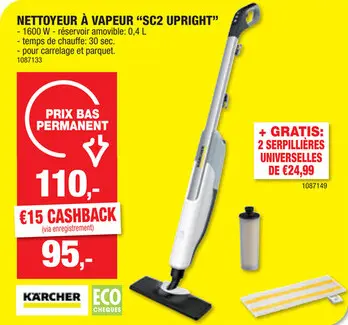 Offre: Kà¤rcher SC2 Upright nettoyeur vapeur