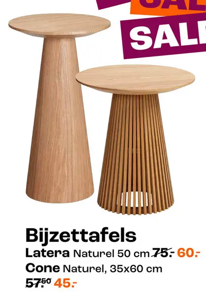 Aanbieding: Bijzettafel Latera Naturel ø 45x50 cm