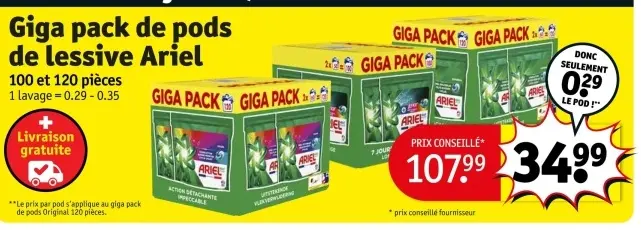 Offre: Giga pack de pods de lessive Ariel