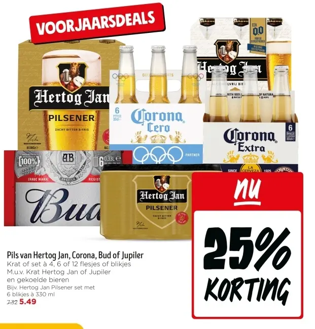 Aanbieding: Pils van Hertog Jan, Corona, Bud of Jupiler