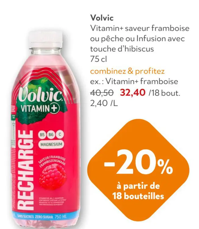 Offre: Vitamin+ saveur framboise ou pêche ou Infusio