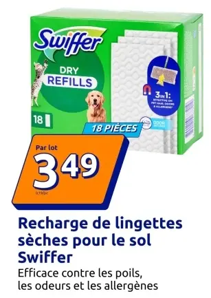 Offre: Recharge de lingettes sèches pour le sol