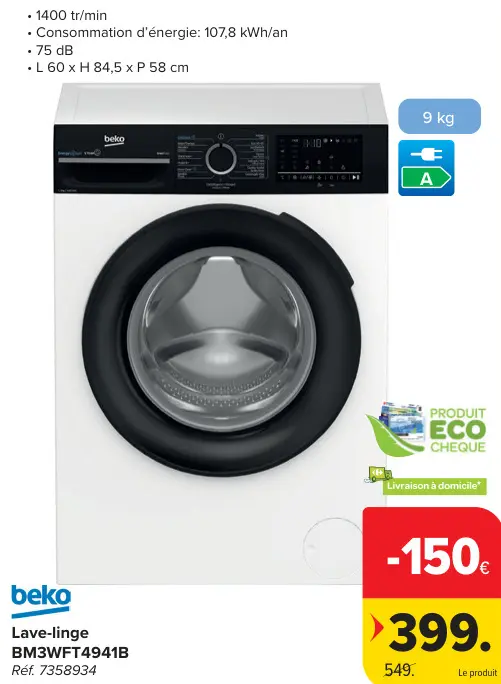 Offre: Lave-linge BM3WFT4941B