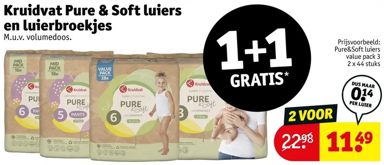 Aanbieding: Kruidat Pure & Soft luiers en luierbroekjes