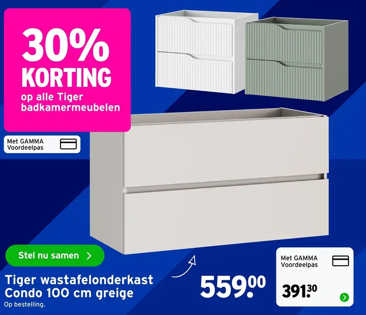 Aanbieding: Tiger wastafelonderkast Condo 100 cm greige