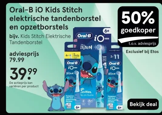 Aanbieding: Oral-B iO Kids Stitch elektrische tandenborstel en opzetborstel