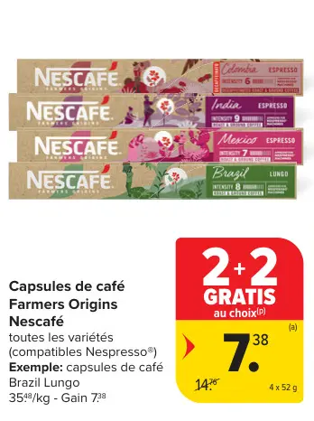 Offre: Capsules de café Farmers Origins