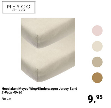 Aanbieding: Hoeslaken Wieg Meyco Jersey Sand 2-pack 40x80