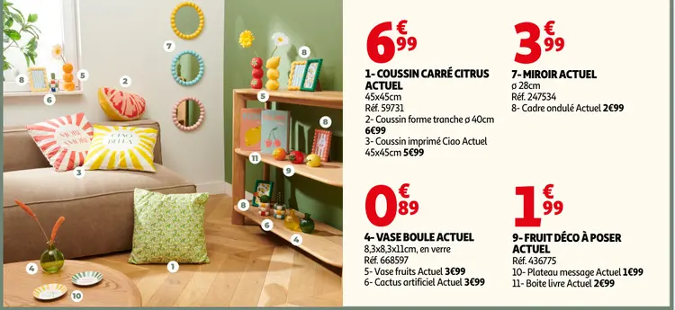 Promotie: Coussin carré citrus actuel
