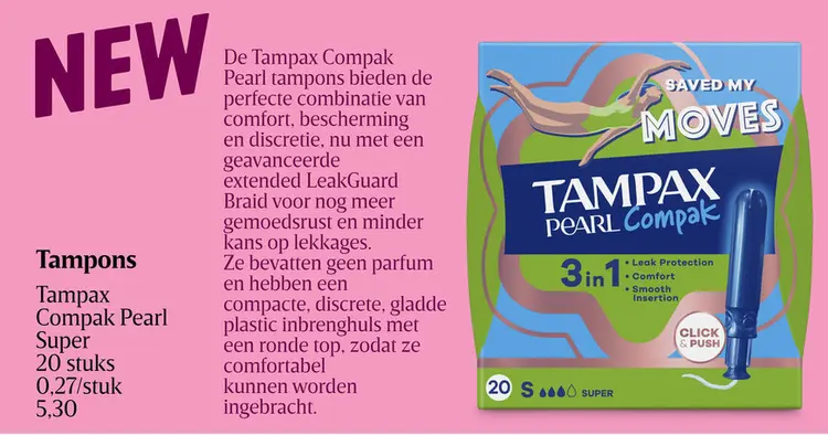 Promotie: Tampax Compak Pearl Super
