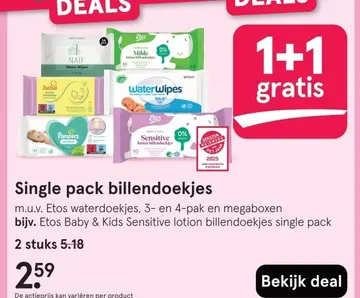 Aanbieding: Single pack billendoekjes