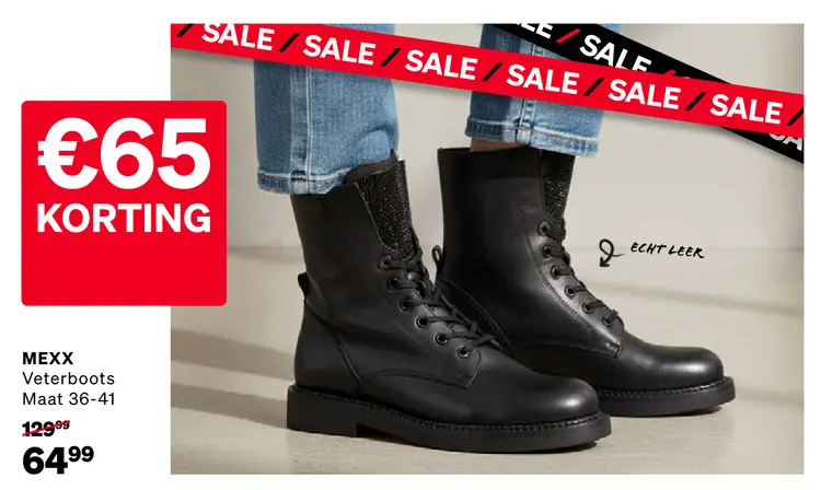 Aanbieding: Pina Mabel Veterboots Zwart Leer