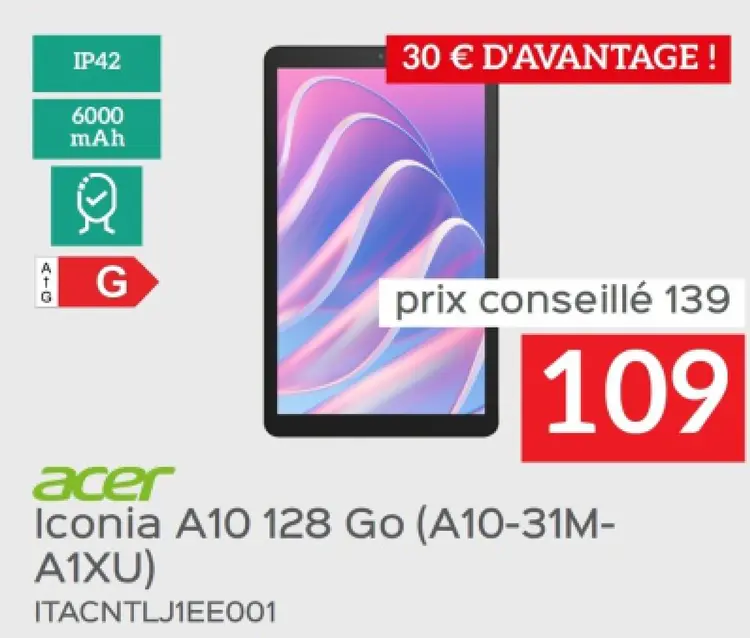 Offre: Iconia A10 128 Go (A10-31M-A1XU)