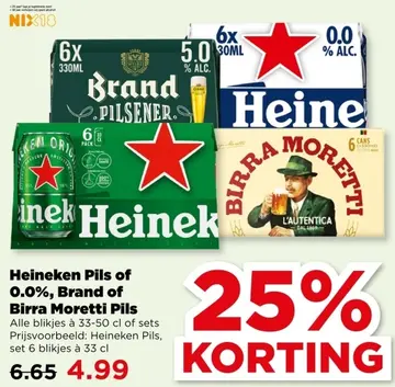Aanbieding: Heineken Pils of 0.0%, Brand of Birra Moretti