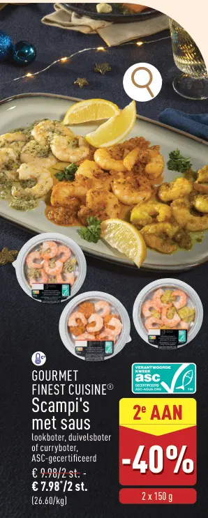 Promotie: Scampi's met saus