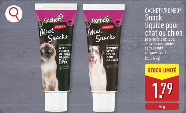 Offre: Snack liquide pour chat ou chien