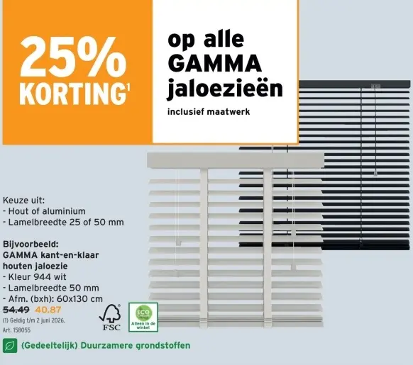 Promotie: GAMMA kant-en-klaar houten jaloezie