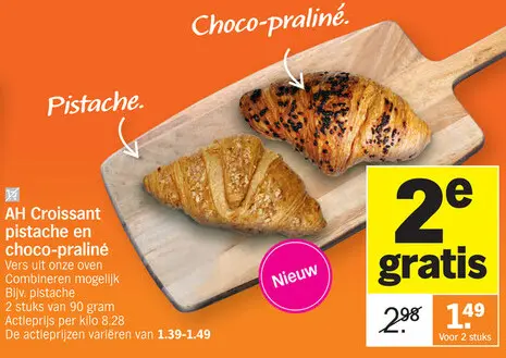 Promotie: Croissant pistache en choco-praliné