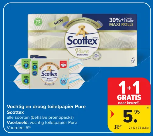 Promotie: Vochtig en droog toiletpapier Pure