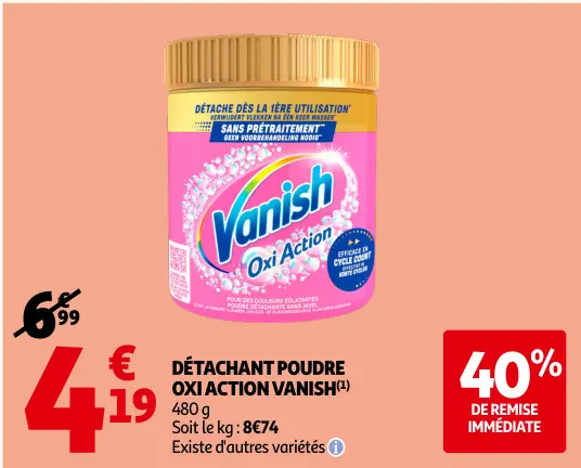 Offre: Détâchant poudre oxi action