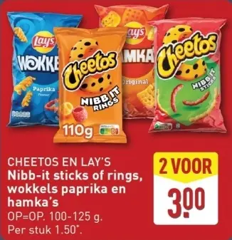 Aanbieding: Nibb-it sticks of rings, wokkels paprika en hamka'sapos;s