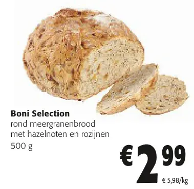 Promotie: rond meergranenbrood met hazelnoten en rozijn