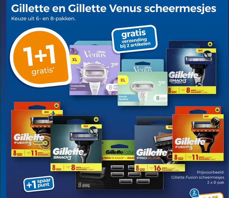 Aanbieding: Gillette en Gillette Venus scheermesjes