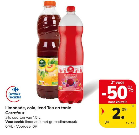 Promotie: Limonade, cola, Iced Tea en tonic