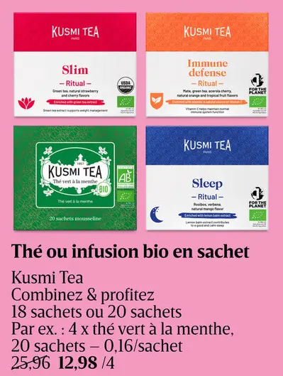 Offre: Thé ou infusion bio en sachet