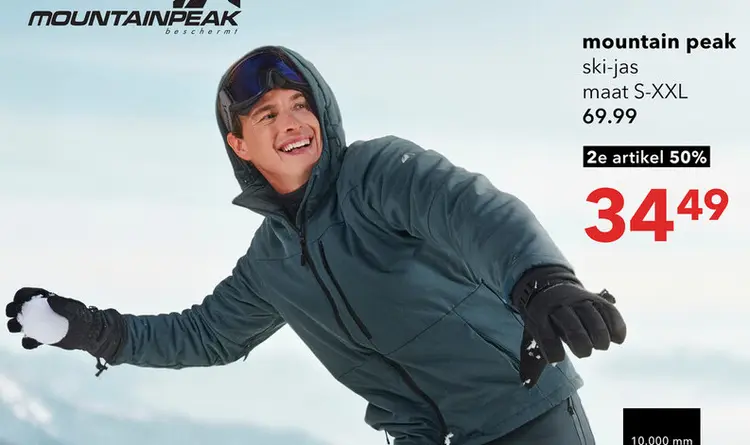 Aanbieding: Mountain Peak heren softshell ski-jas 10000 mm waterkolom