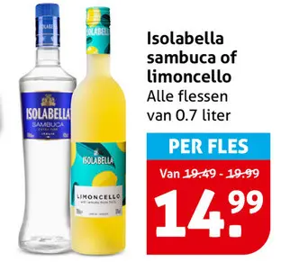 Aanbieding: Isolabella sambuca of limoncello