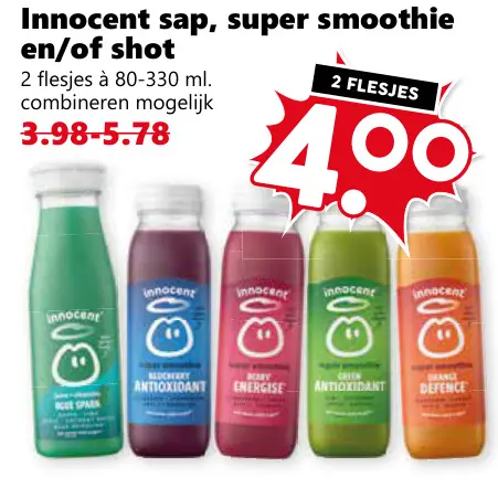 Aanbieding: Innocent sap, super smoothie en/of shot