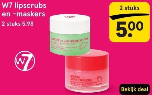 Aanbieding: W7 lipscrubs en -maskers
