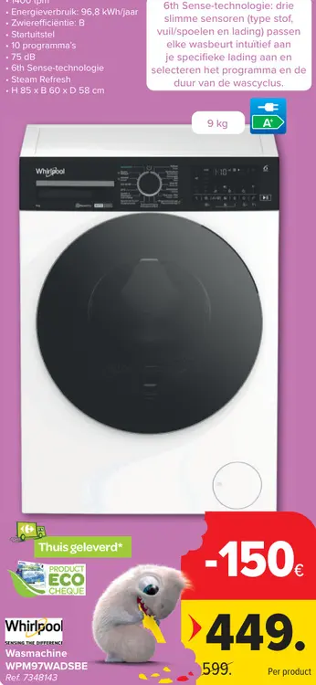 Promotie: Whirlpool wasmachine